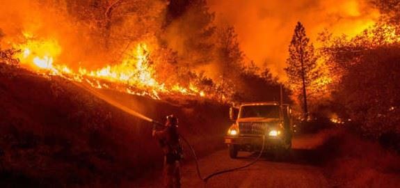 image of firefighters fighting a wildfire