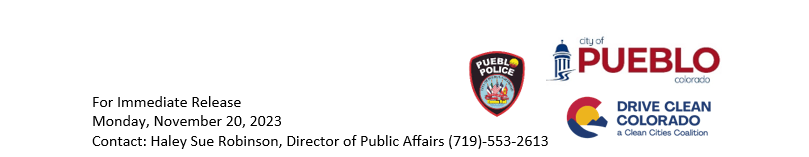 City of Pueblo Press Release Header for Electric Vehicle Award for PPD